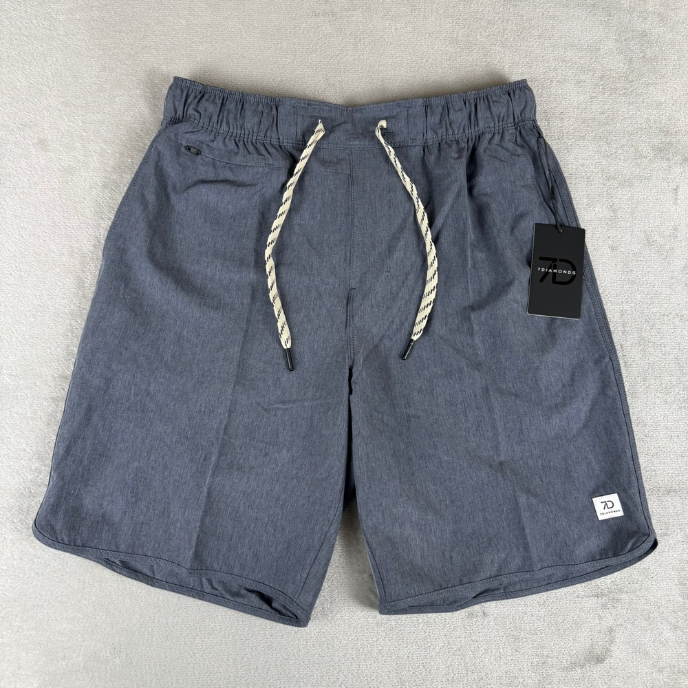 7 Diamonds Core Active Shorts Mens Small Gray Athletic Stretch $59 7D New NWT